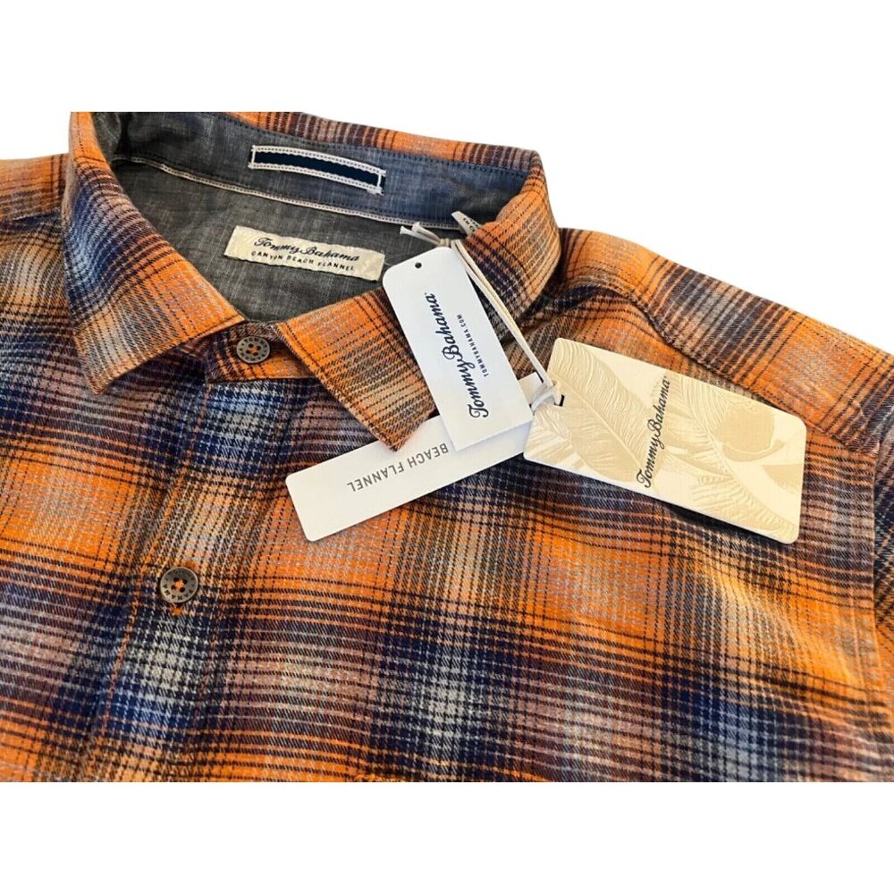 Tommy Bahama Men's Size Small Canyon Beach Shadow Check Flannel Pumpkin Spice